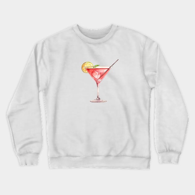 Cosmopolitan Cocktail Art Crewneck Sweatshirt by Pastel Craft